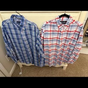 Southern Marsh Blue and Red Plaid Button-Down Shirts